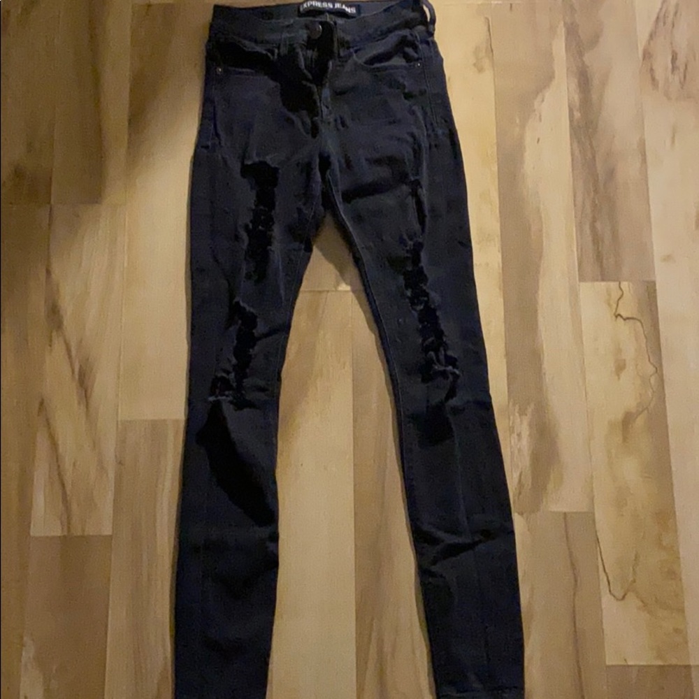 black ripped express jeans